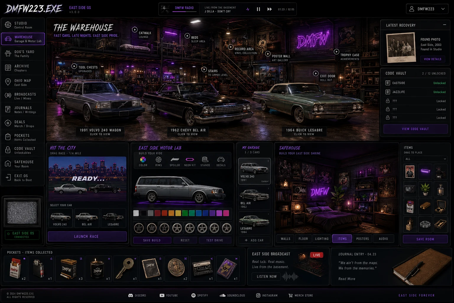 DMFW223 East Side Warehouse operating system dashboard